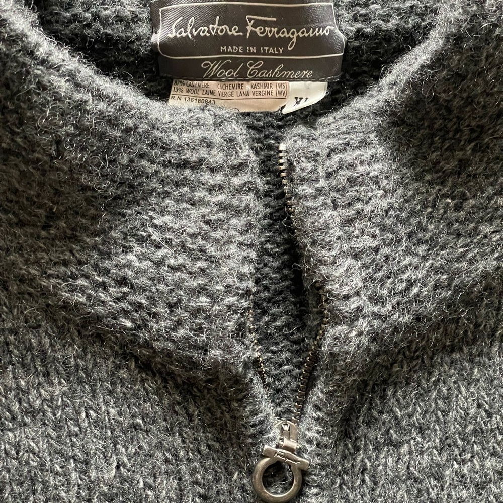 Salvatore Ferragamo Wool Sweater Jacket Coat Gancini Italy